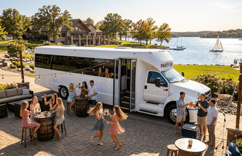 Party Bus Eagles Landing at Lake Olathe
